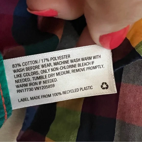 Rainbow Plaid Long-sleeved Button-up Shirt Size 2T - Picture 4 of 4